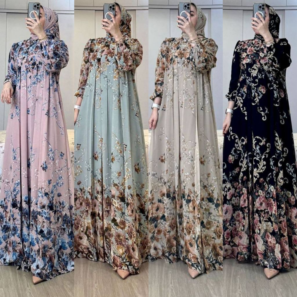 BISA COD Gamis Set Hijab Rayon Diamond Ori - Gamis Set Hijab Kombinasi - Gamis Rayon Premium - Gamis