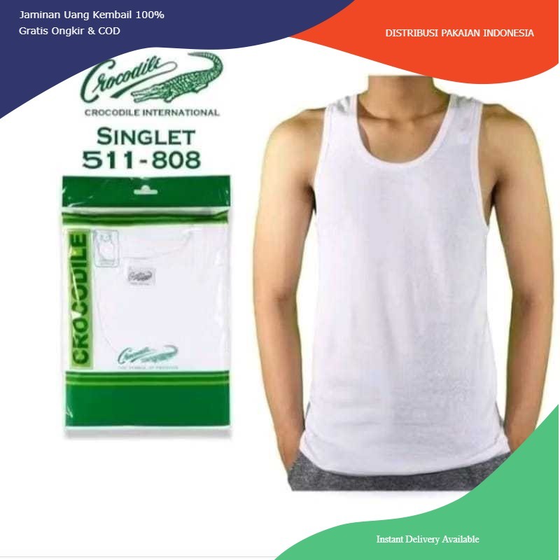 CROCODILE - Singlet Crocodile - Kaos Dalaman Putih Polos Crocodile 808 Original Termurah