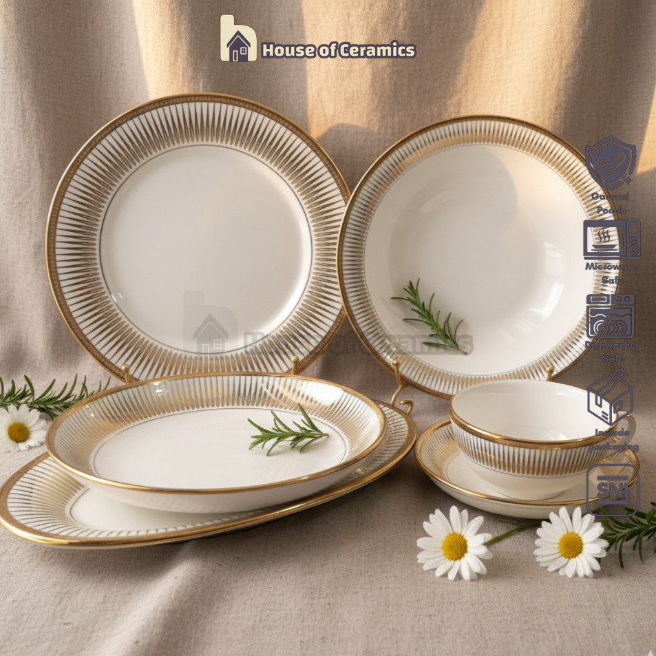 ROYAL ALFRED Piring Mangkok Keramik ARABELLA SERIES Makan Piring Makan EMAS Keramik Cantik Aesthetic