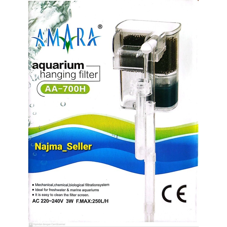 Filter Gantung Aquarium AMARA seri AA-501, AA-502, AA-503, AA-700 H, AA-500 H - AA-700 H