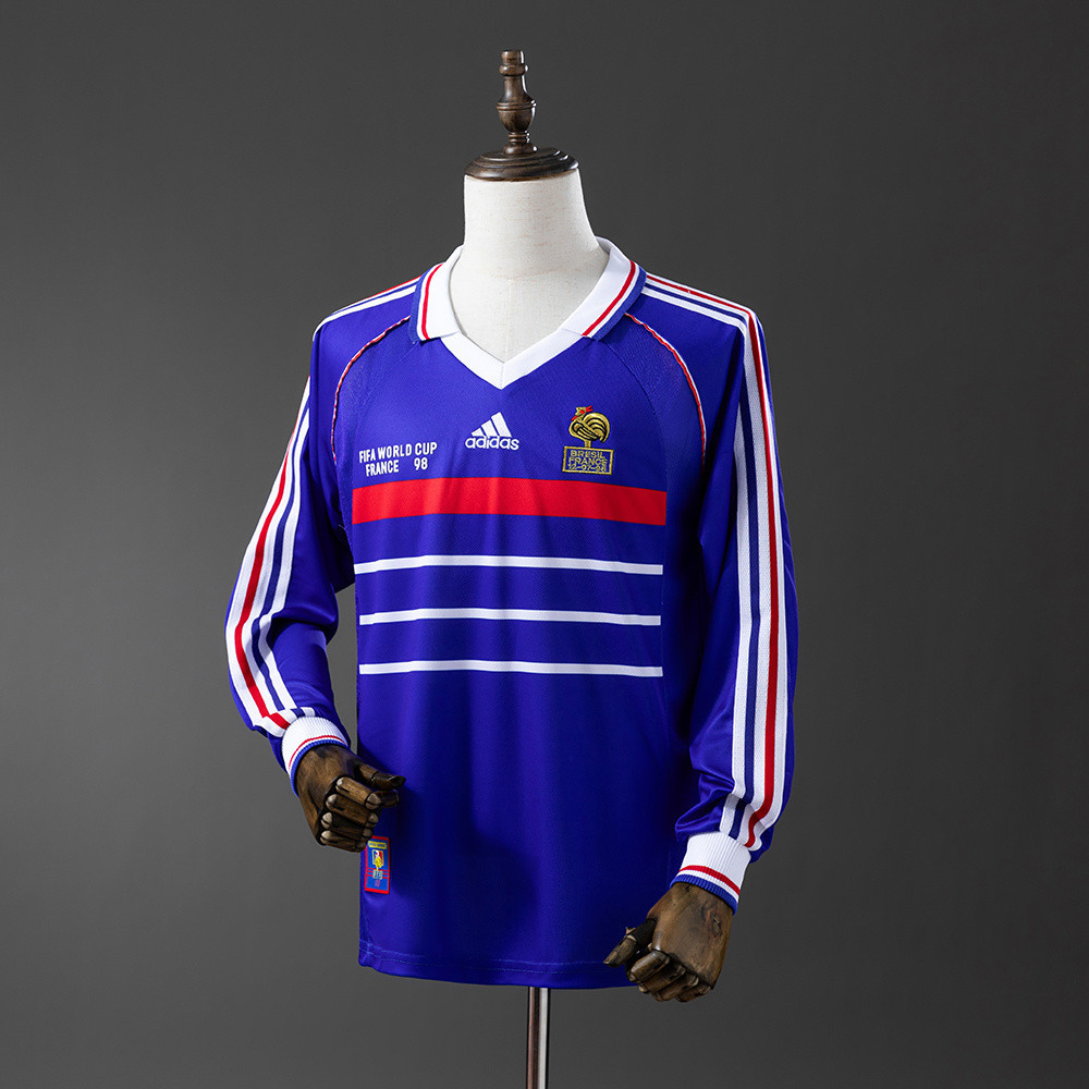 Jersey Retro long sleeve France 1998 Home T shirt pria