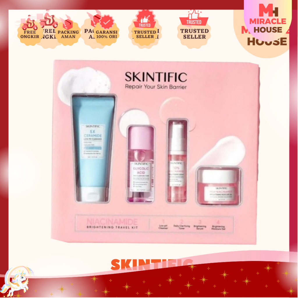 SKINTIFIC MSH NIACINAMIDE BRIGHTENING TRAVEL KIT BPOM Repair Kit Paket pink Mencerahkan  skintifik