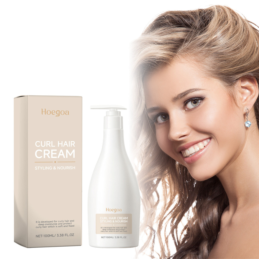 Hoegoa Moisturizing Curl Cream Hydrating Glossy Curl Smooth Styling Moisturizing Hair Elastic Curl C
