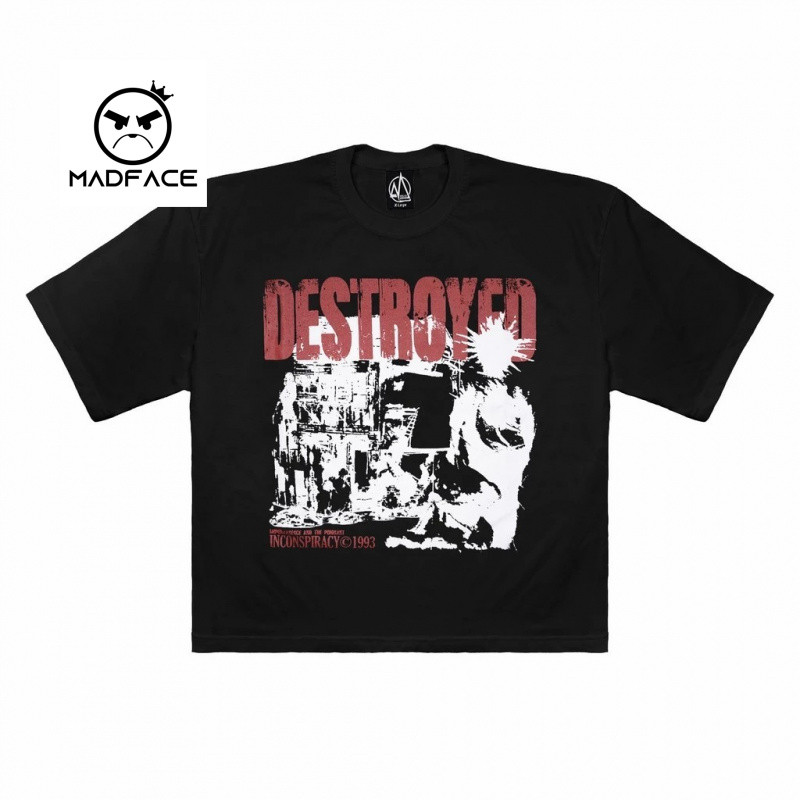 Kaos Moxie Boxy Destroyed Unisex Combed 24s - Hitam