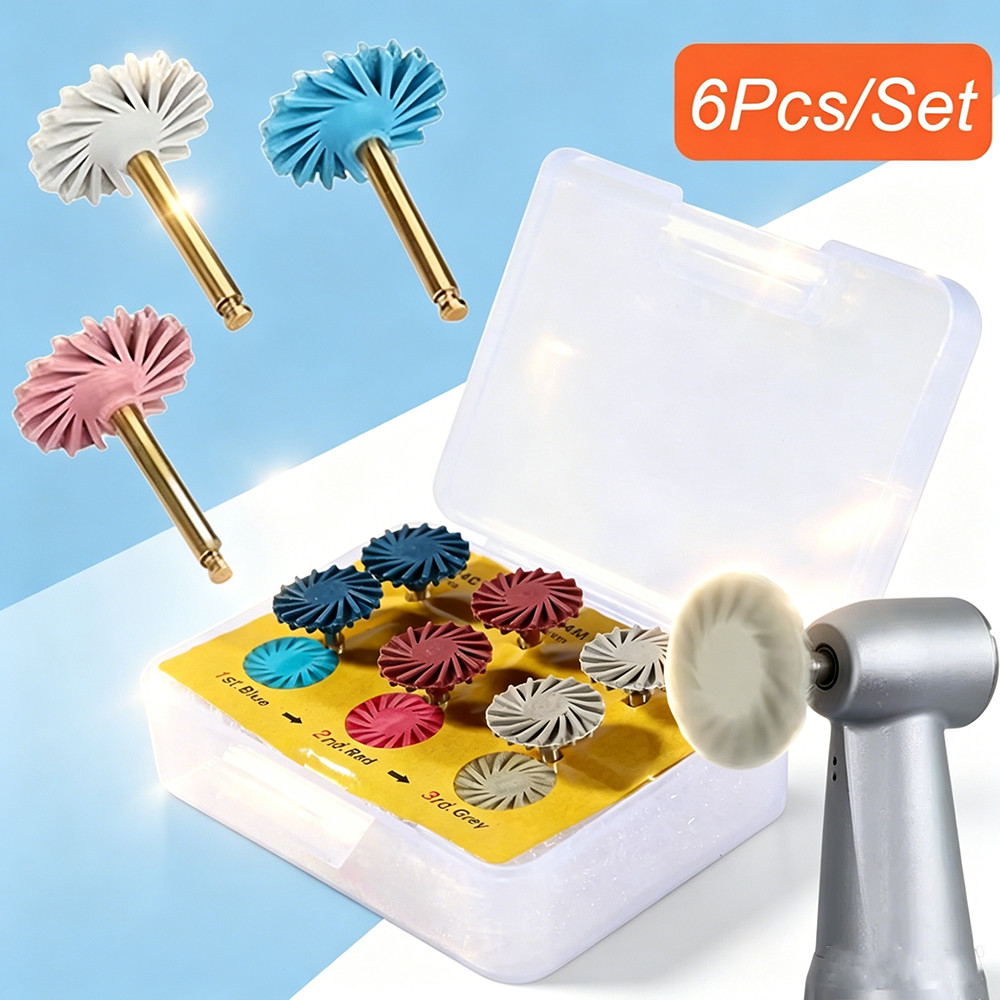 6pcs bur twist dental polishing bur soflex softlex bur polishing composites bur poles komposit venee
