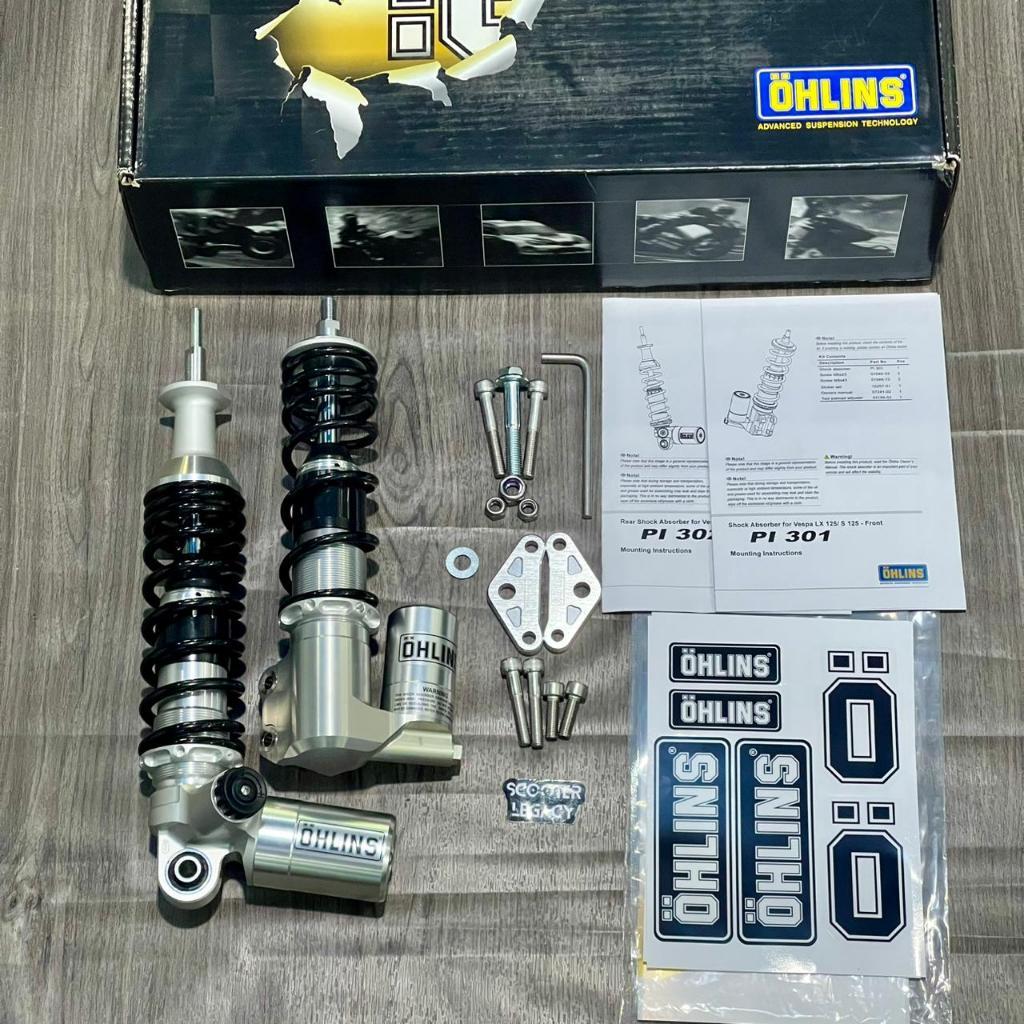 Shock Tabung OHLINS PI 301 & 302 Series Full Silver Front & Rear Vespa S LX LXV
