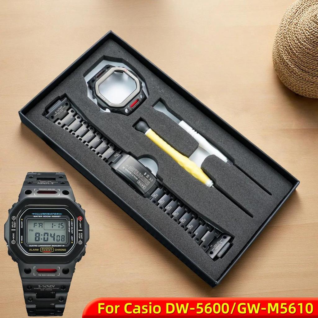 DW5600 Stainless Steel & Titanium Alloy Mod Kit For Casio G-SHOCK DW-5600 GW-M5610 Men Mecha Style W