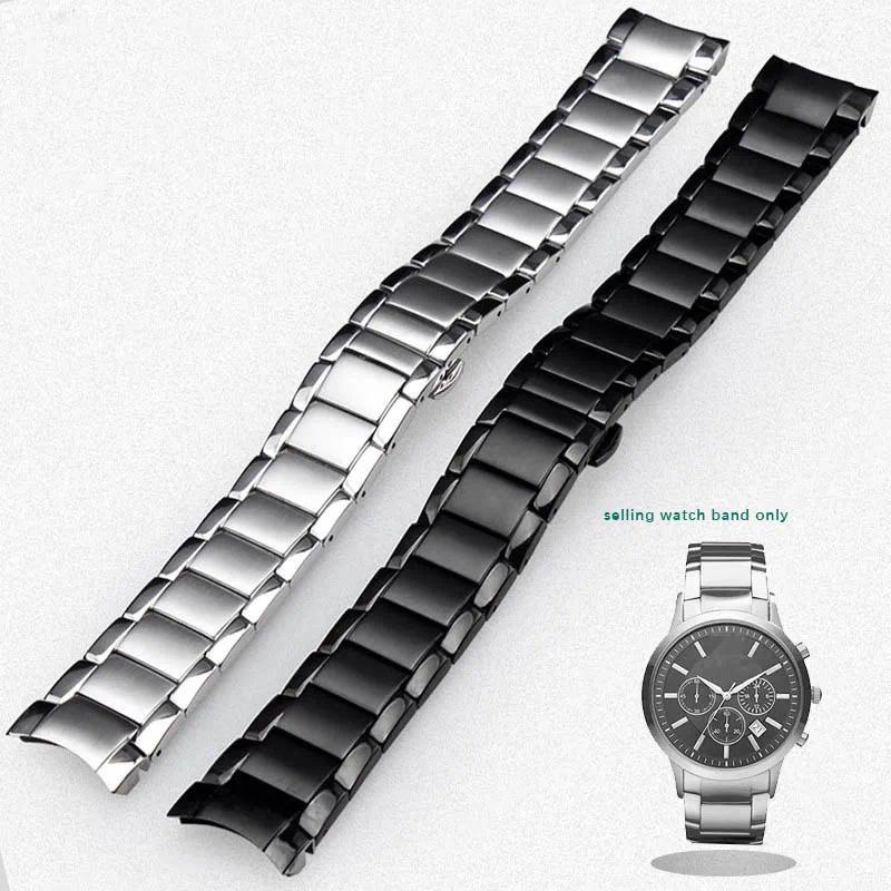 For Armani AR2448 2447 2432 2433 2458 2434 Solid Stainless Steel Watband Fashion Trend Strap Accesso