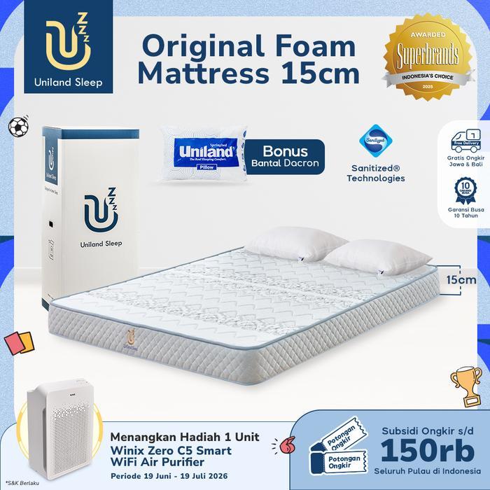 Kasur Busa Uniland Sleep Original 15cm Foam Mattress Box FREE BANTAL - 90x200