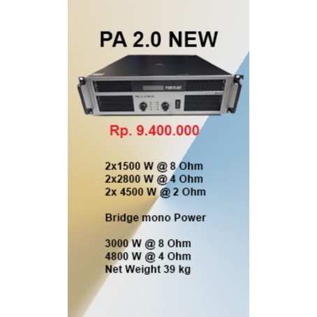 (HARGA TERBAIK) (PETI KAYU) power amplifier profesional amplifer POWER ART PA2.0 NEW - PRODUK BERKUA