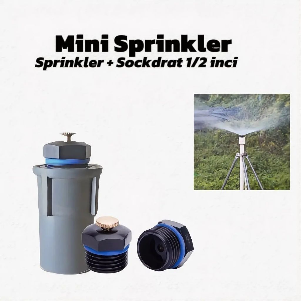 Paket Sprinkler + Sockdrat 1/2 Sprinkler Irigasi Taman Kebun Pertanian Sprinkler Mini Nozzle Kabut