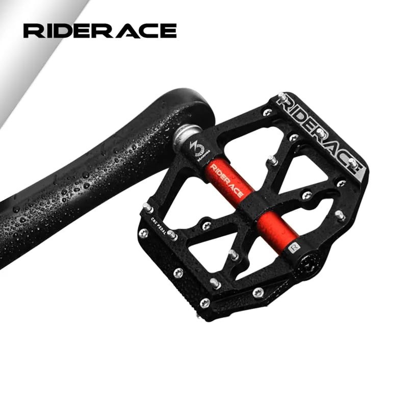 Foto Riderace Pedal flat Alloy tapak lebar 3 bearing loncer sepeda MTB Seli