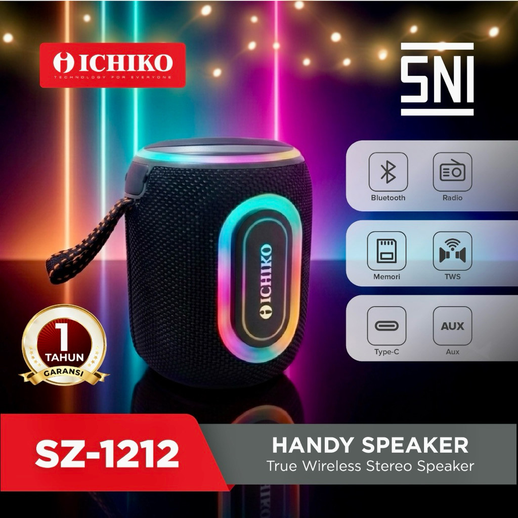 [ ICHIKO 1212 ]- Portable Speaker Bluetooth RGB Light HD Audio Sound Bass Stereo Wireless Speaker Ta