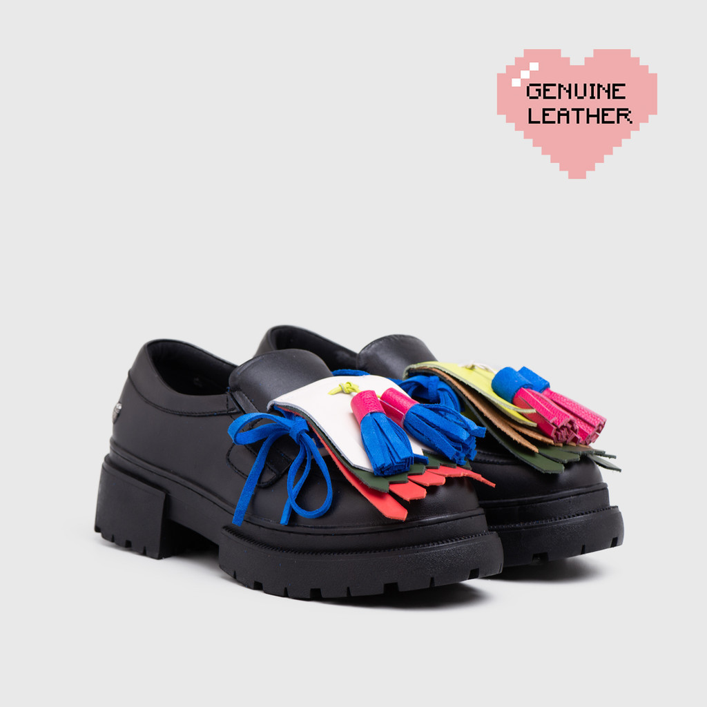 Adorableprojects - Abriana Oxford Genuine Leather Black - Sepatu Kulit Wanita