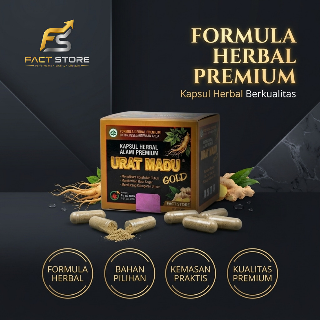Herbal Formula URAT Premium II MADU Gold Kemasan Eksklusif – 10 Sachet (20 Kapsul)