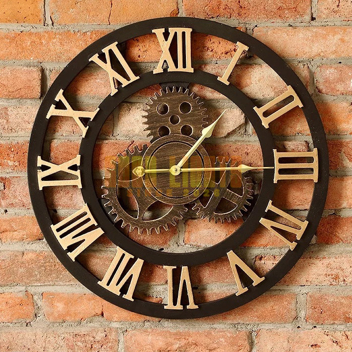 Clock Jam Industrial Jumbo Besar Jam Dinding Shabby  Jam Vintage Quartz  Romawi Besi