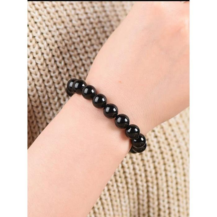 Gelang Batu Giok Black Natural Pria Wanita Kesehatan - 6MM