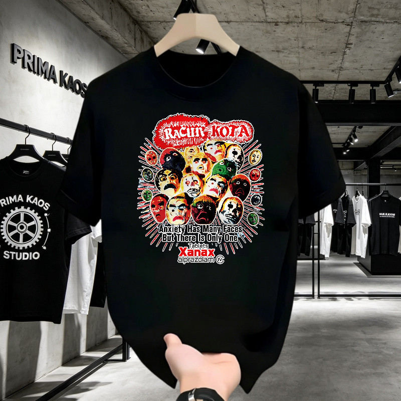 Kaos Wanit T Shirt Anxiety Many Faces Xanax Alprazolam Motif Wajah Topeng Viral Unik Keren