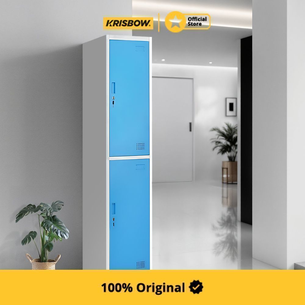 Krisbow Loker 2 Pintu Single Column - Biru Lemari Loker Kabinet Locker Storage Pintu Locker Cabinet