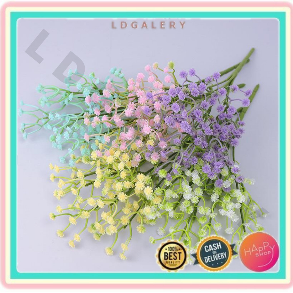 LDG FL19 (Tanpa Pot) Bunga Baby Breath Bunga Bouqet Plastik Hias Tanaman Artificial Bunga Tangkai De