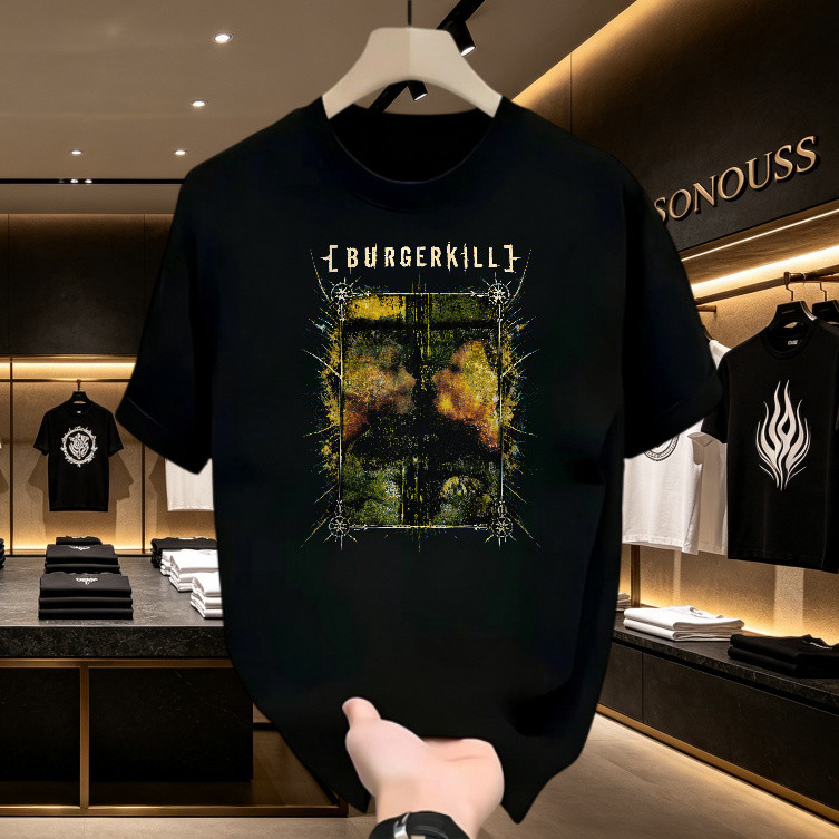 Kaos Pria Distro Original 100% Burgerkill Band Merch, Kaos Band Rock Metal Motif Artwork Grunge Vint