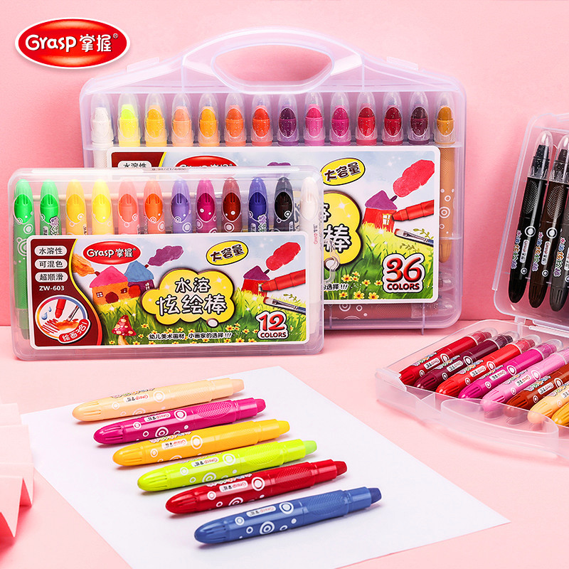 Crayon Putar Grasp 48 Warna Kapasitas Besar Silky Crayon Water Soluble & Bisa Dicuci Anti Kotor