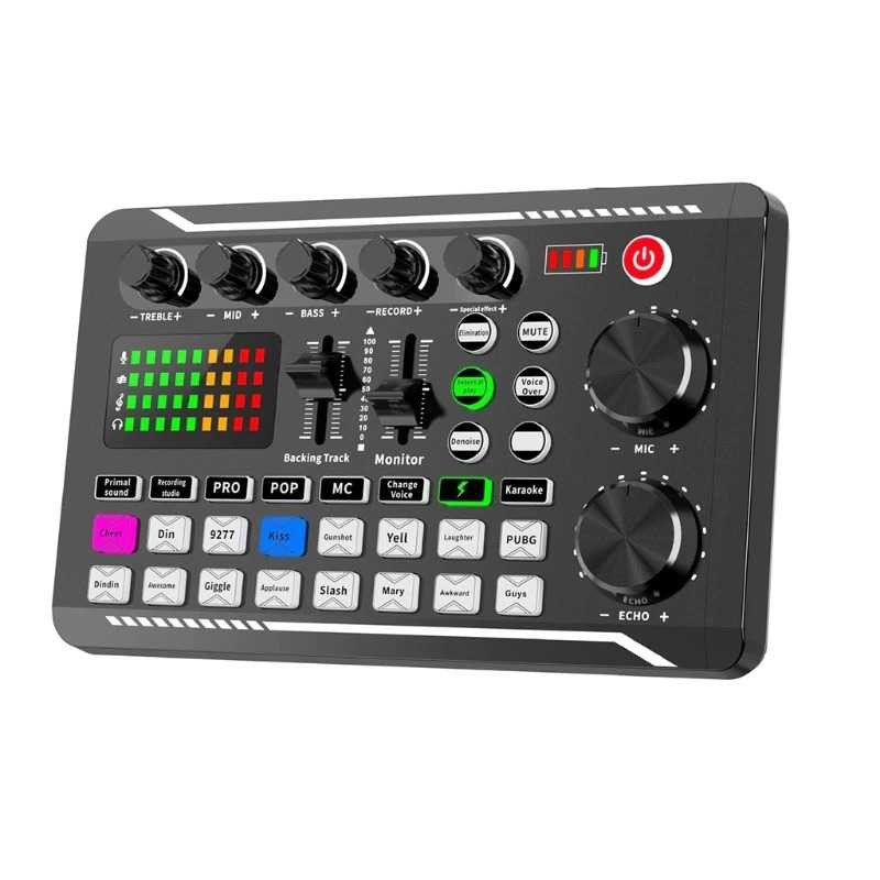 Audio Interface Mixer Sound Card Live Broadcast Karaoke Audeo Mikser Soundcard Studio Musik Keluarga