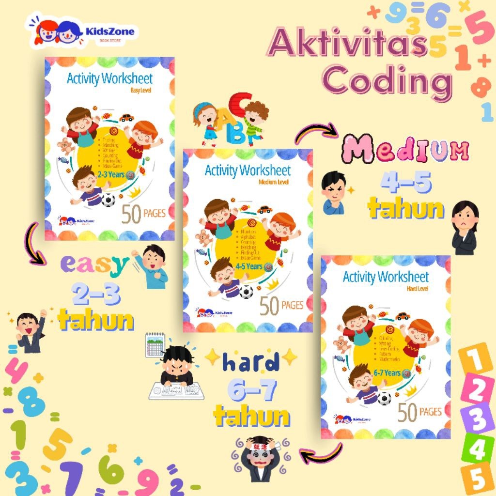 Dunia Anaku - 50 LEMBAR WORKSHEET CODING ANAK USIA DINI BELAJAR CODING UNTUK ANAK PAUD TK SD