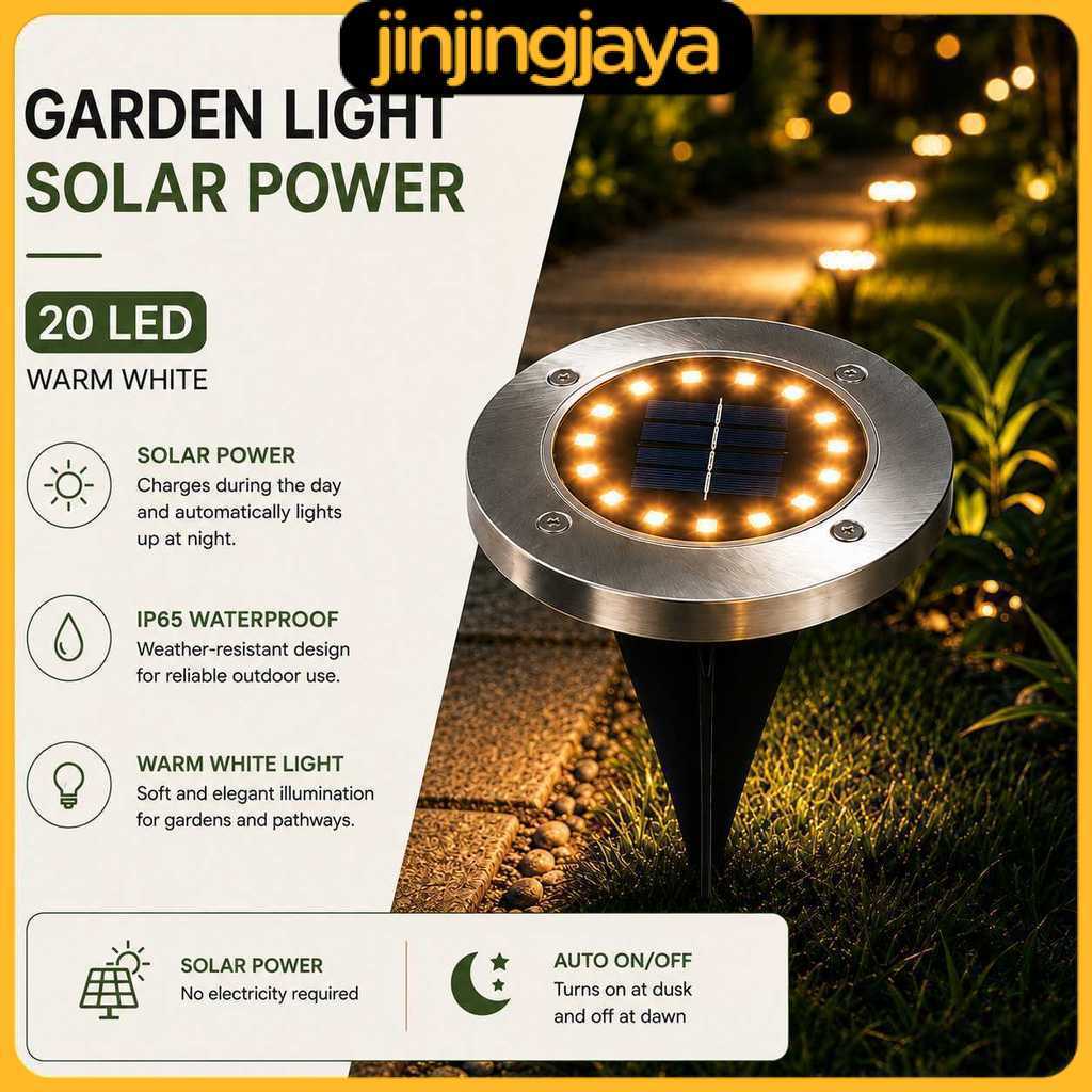 Lampu Taman Hias Ground Light Solar Sensor Warm White 20 LED - Y012
