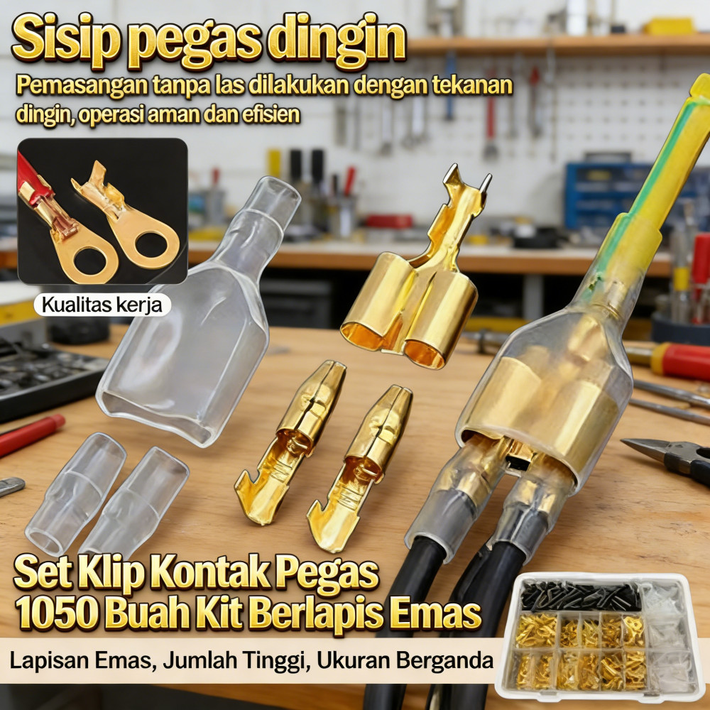 Pegas 1050 Buah Klip Kontak Emas Dipres Dingin 2.8MM Klip Set 6.3MM Pegas