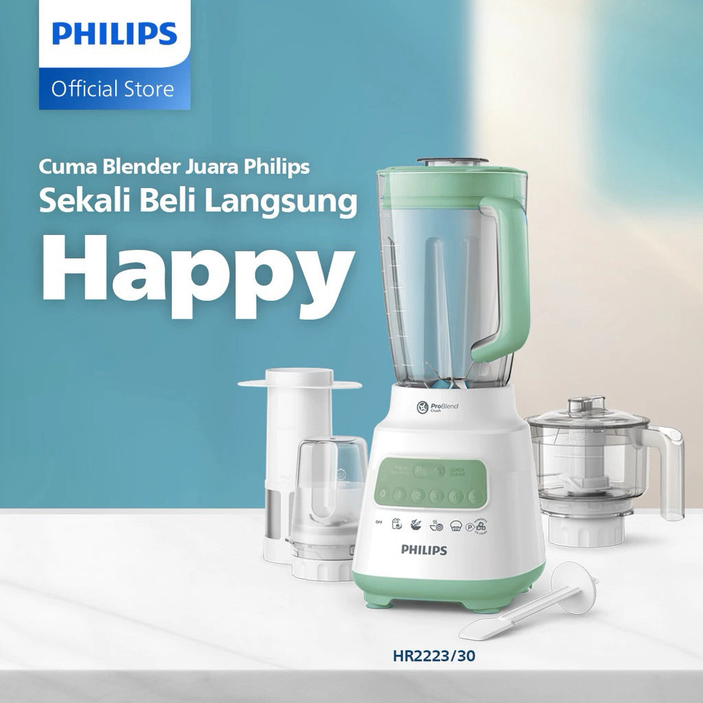 promo discon promo spesial PHILIPS BLENDER HR 2223/30 (4 in 1) include choper blender philips 4 in 1
