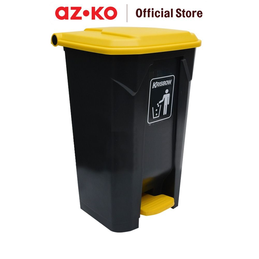 AZKO Krisbow Tempat Sampah Pedal Plastik 100 Liter - Abu-Abu Trash Can Waste Bin Tong Sampah Keranja