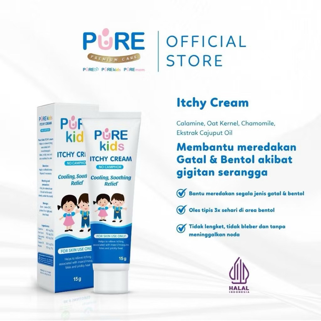 Pure Kids Itchy Cream 15gr Salep Krim Obat Gatal Gatel Pereda Biang Keringat Untuk Anak Bayi