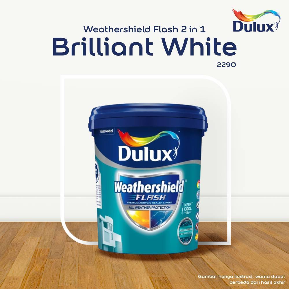 DULUX WEATHERSHIELD FLASH BRILLIANT WHITE RM2290 2.5 LITER CAT TEMBOK DULUX WEATHERSHIELD