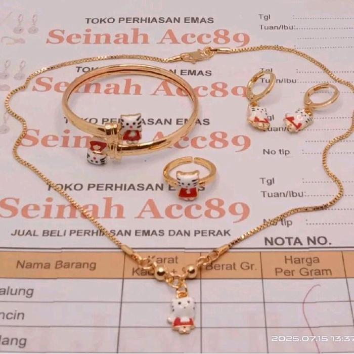 COD 1 SET ANAK EMAS MUDA HELLO KITTY(RENDOM)FREE DAPAT SURAT DARI DITOKO