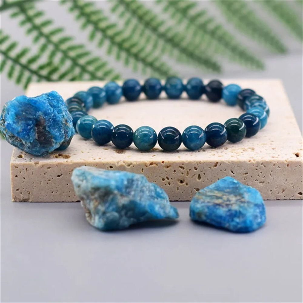 Gelang abu-abu fosfor biru kasar bijih tua, tali polos mode pria dan wanita, gelang batu alam.