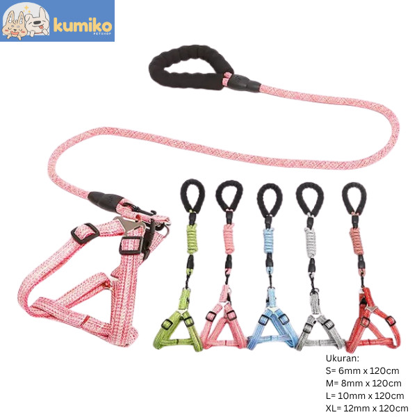TALI HARNESS ANJING SET - HARNESS TALI ANJING KUAT SET - DOG HARNESS LEASH SET