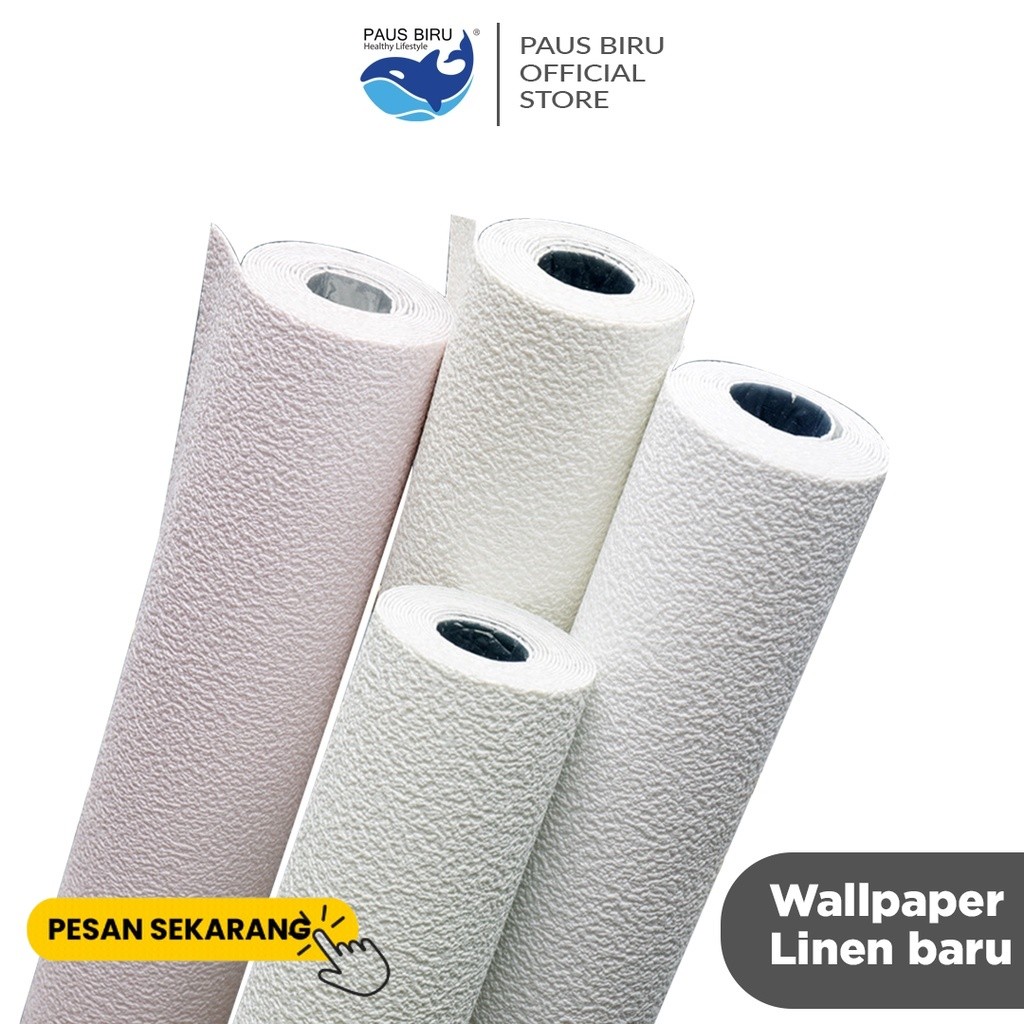 Paus Biru - Wallpaper Dinding Linen Roll Wallpaper foam Dekorasi Kamar wallpaper coral A12