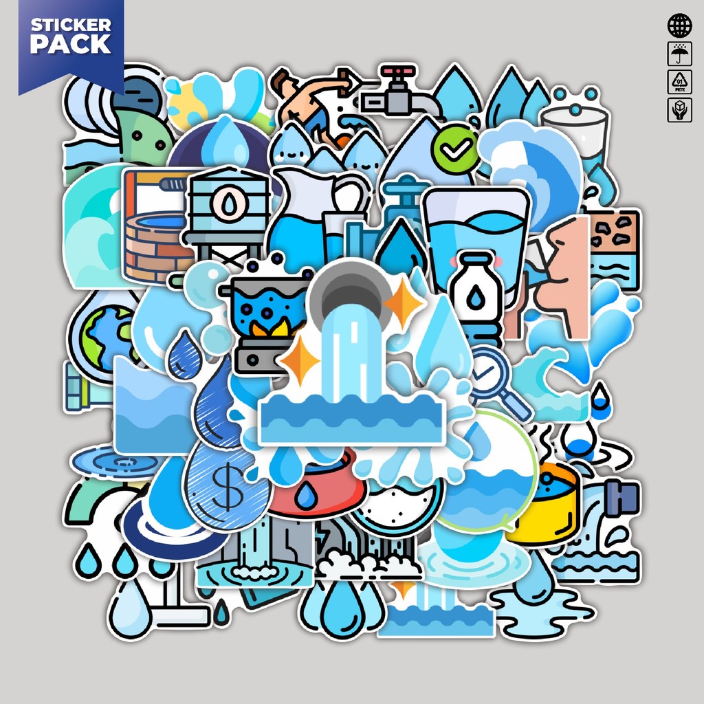 

[100PCS]Stiker Pack Stiker Elemen Air (Water) Aesthetic Vinyl Anti Air Dekorasi Sticker Laptop Buku Journal Koper Helm Casing HP Gitar Helm Skateboard