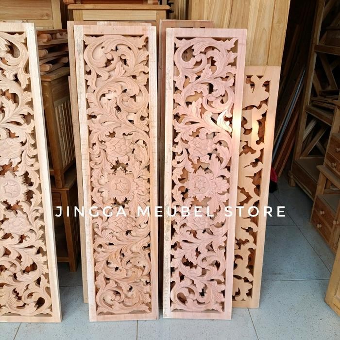 Ornamen Ukir Loster Ukiran Kayu Kusen Pintu Boven Jendela Angin angin Lisplang dekorasi rumah 30x120