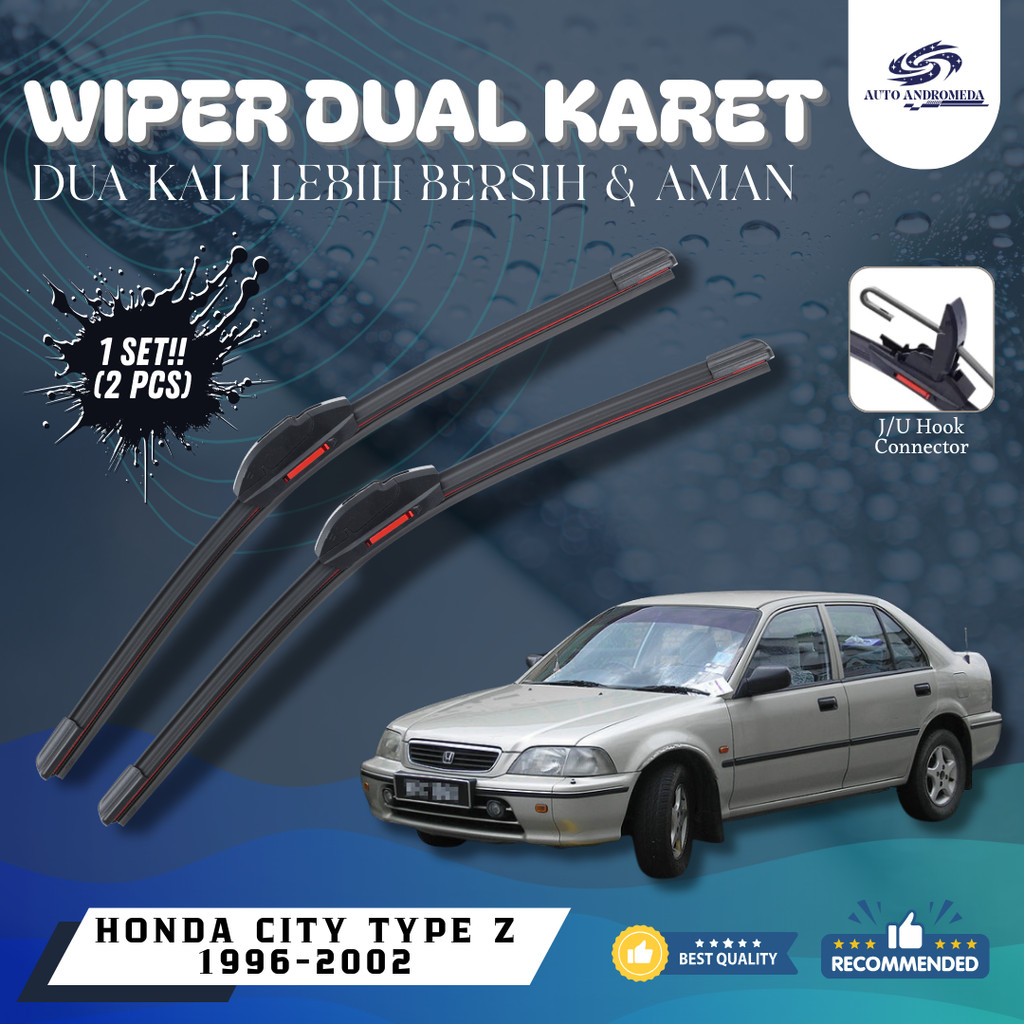 COD Wiper Honda City Type Z 96-02 Aksesoris Mobil Wiper Kaca Depan Rubber Premium Awet Anti Hujan