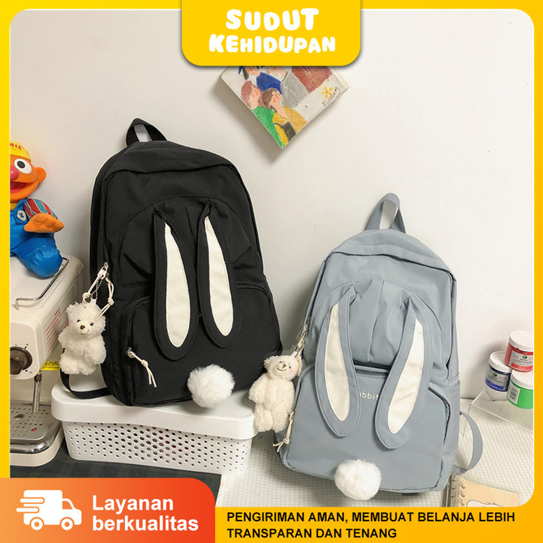 Tas Ransel Telinga Kelinci Imut Tas Sekolah Model Kekinian untuk Anak SD SMP SMA