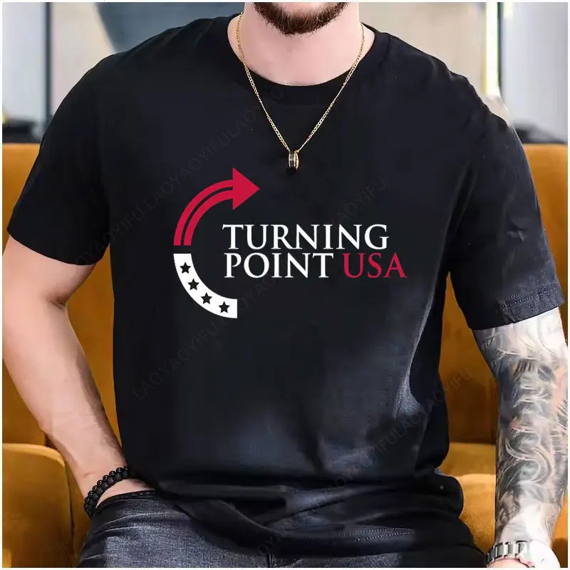 Baru Kaos Patriot Amerika Charlie Kirk Turning Point Freedom Kaos Grafis Kenangan Rest in Peace Kaos