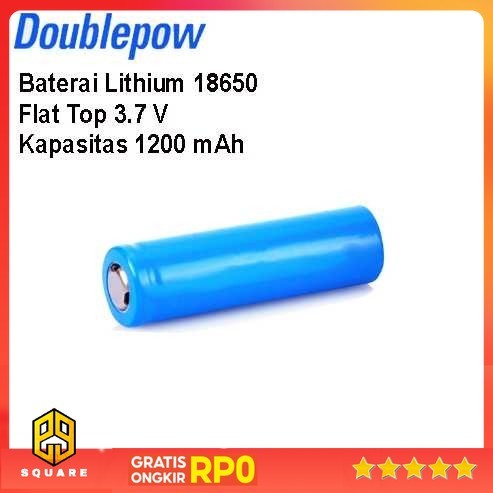 Doublepow Baterai Lithium Flat Top 18650 3.7V 1200mAh 1 PCS Original 99Square