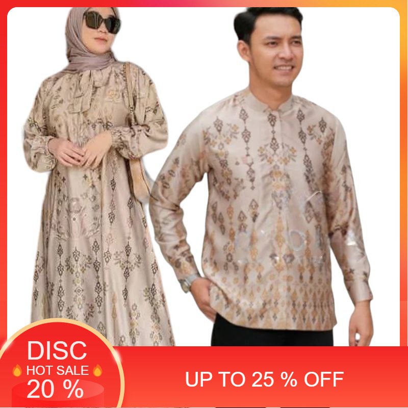 couple maxmara silky lengan panjang baju couple pasangan kondangan gamis maxmara lux motif terbaru