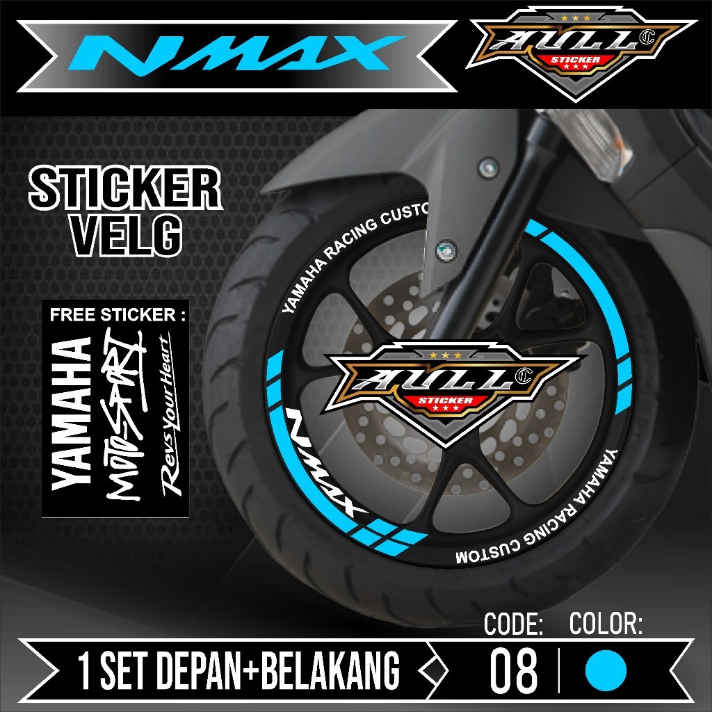 Sticker Velg Nmax Cutting Velg Motor Yamaha NMAX Old List Stiker Cutting Velk Ban Variasi Set Depan 