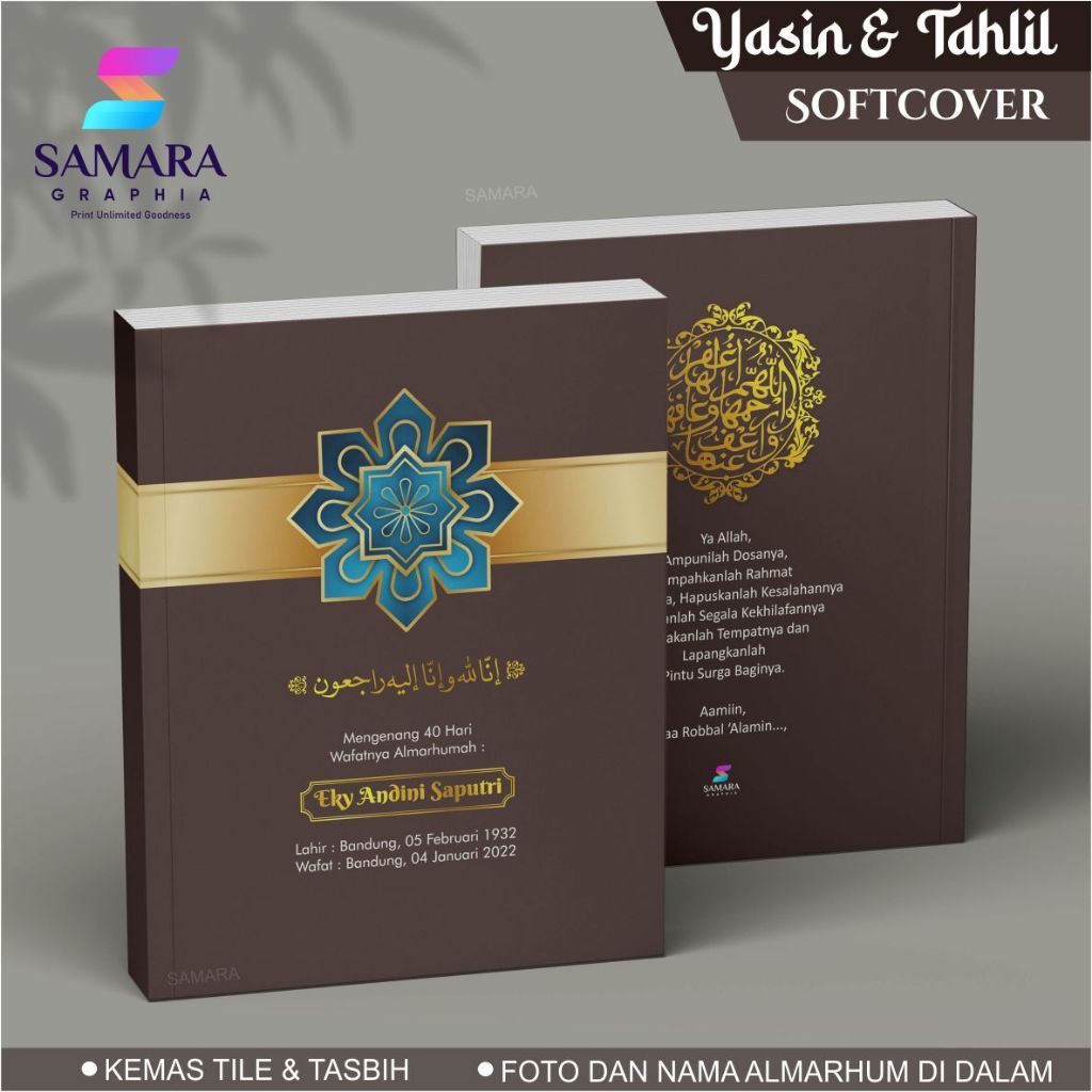Buku Yasin dan tahlil custom Souvenir tahlilan lengkap foto almarhum 40 hari 100 1000 hari ROSE 8