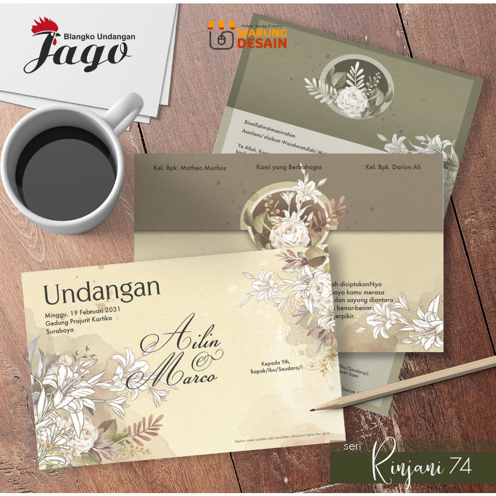 Cetak Undangan Pernikahan Murah Kekinian JAGO 74 | Undangan Pernikahan Simple Elegan | Undangan Khit