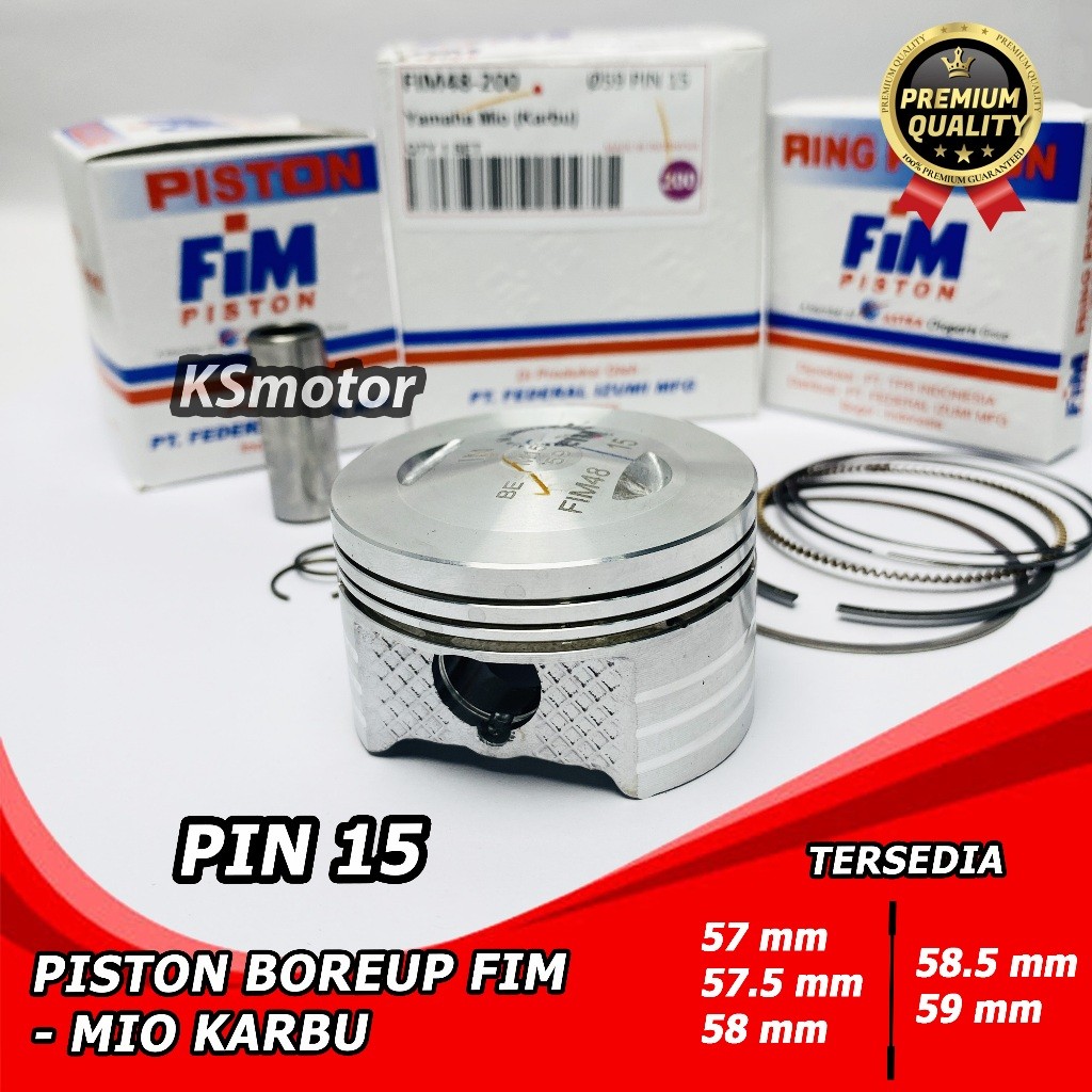 OTOMAX PISTON SEHER SET BOREUP MIO XXB 55.5 56 56.5 57 57.5 58 58.5 59 PIN PEN 15 FIM IZUMI