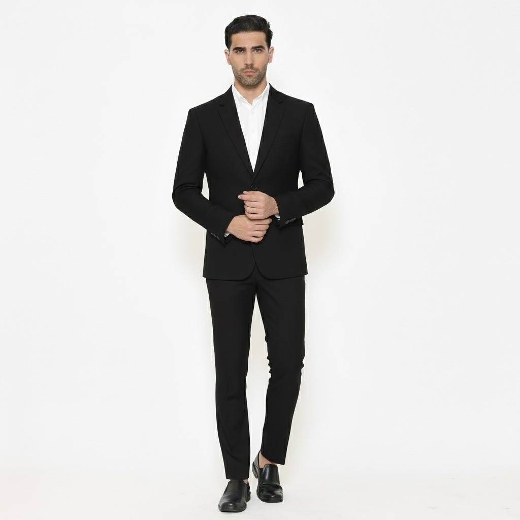 Lawell Jas Pria Formal Kerja, Nikah, Wisuda –  Modern Fit Kancing Satu, Kancing Dua - BERNARD Jet Bl